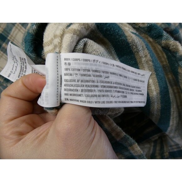 Abercrombie & Fitch Men’s 90’s Oversized Flannel‎ Shirt Size S Plaid Green Tan - Picture 5 of 7